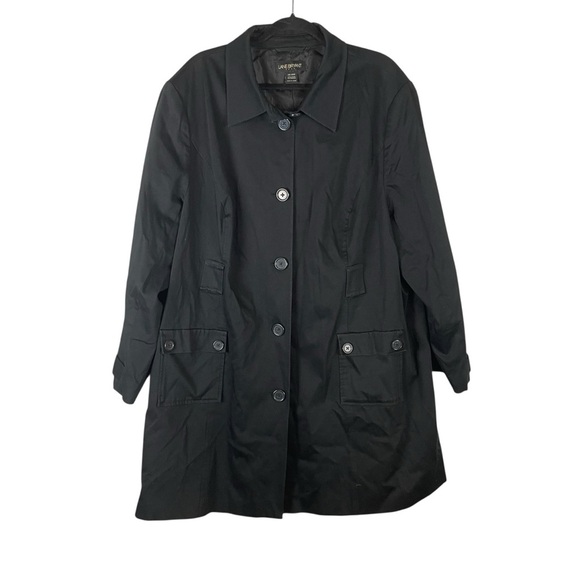 Lane Bryant Black Button Front Trench Coat Jacket Size 26/28W - Picture 2 of 6
